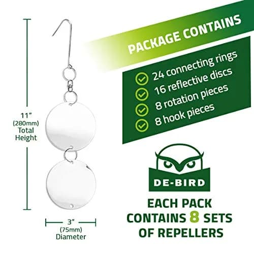 De-Bird Reflective Hanging Discs 8 Pack | Outdoor Garden Decor with Swivel Hooks thumbnail 2