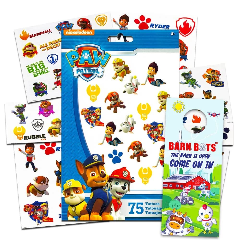 Paw Patrol Temporary Tattoos for Toddlers Bundle | 75 Fun, Easy-to-Apply Party Favors & Rewards - main product image