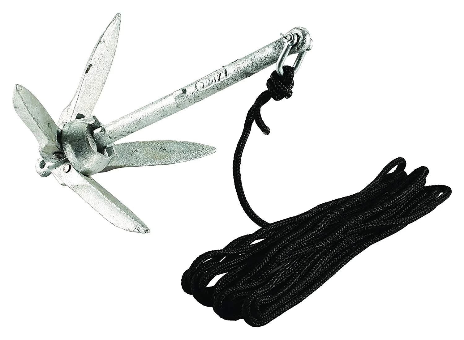 attwood Marine Grapnel Folding Anchor 3 lb | Space-Saving Kayak & PWC Anchor (20-foot Rope) - main product image