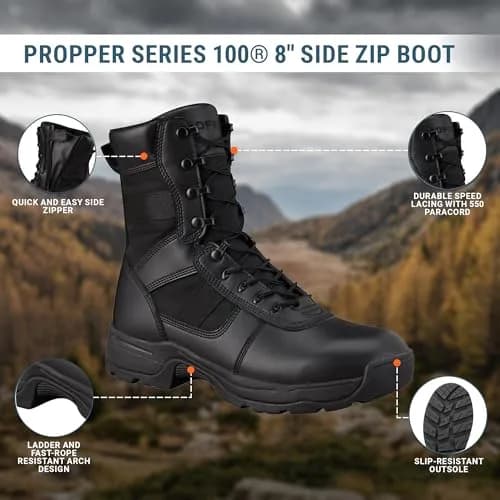 Propper Series 100 8" Side Zip Tactical Boot, Black, 10.5 M US | Durable Law Enforcement Footwear thumbnail 4