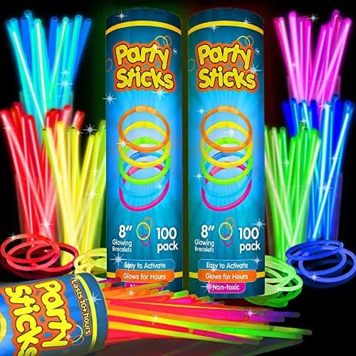 PartySticks 200 Count Glow Sticks Bulk Pack with Connectors | 8-Hour Glow for Parties thumbnail 1