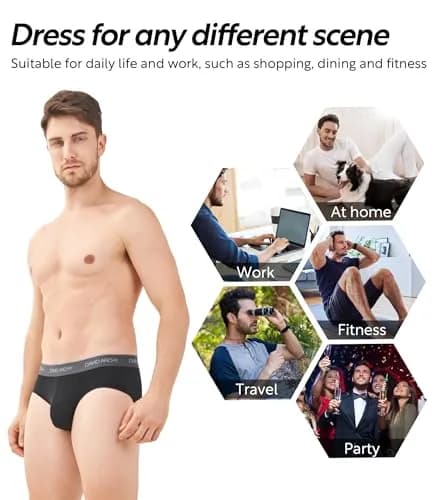 DAVID ARCHY Men's Rayon Bamboo Briefs 4-Pack (S, Black/Dark Gray) | Breathable Comfort for Indian Climate thumbnail 6