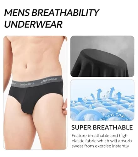 DAVID ARCHY Men's Rayon Bamboo Briefs 4-Pack L | Breathable Support Pouch Underwear thumbnail 4