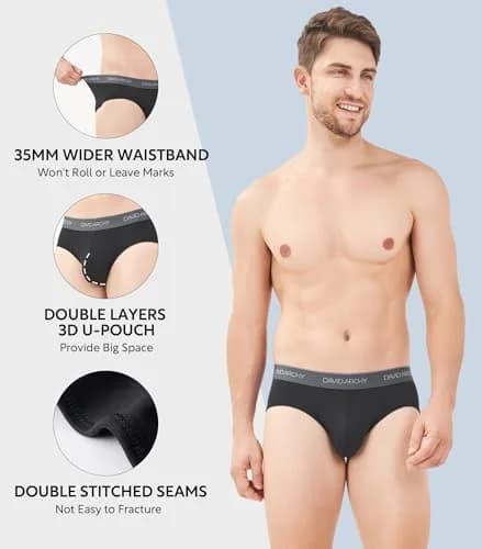 DAVID ARCHY Men's Rayon Bamboo Briefs 4-Pack L | Breathable Support Pouch Underwear thumbnail 5