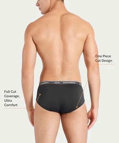 DAVID ARCHY Men's Rayon Bamboo Briefs 4-Pack L | Breathable Support Pouch Underwear thumbnail 2