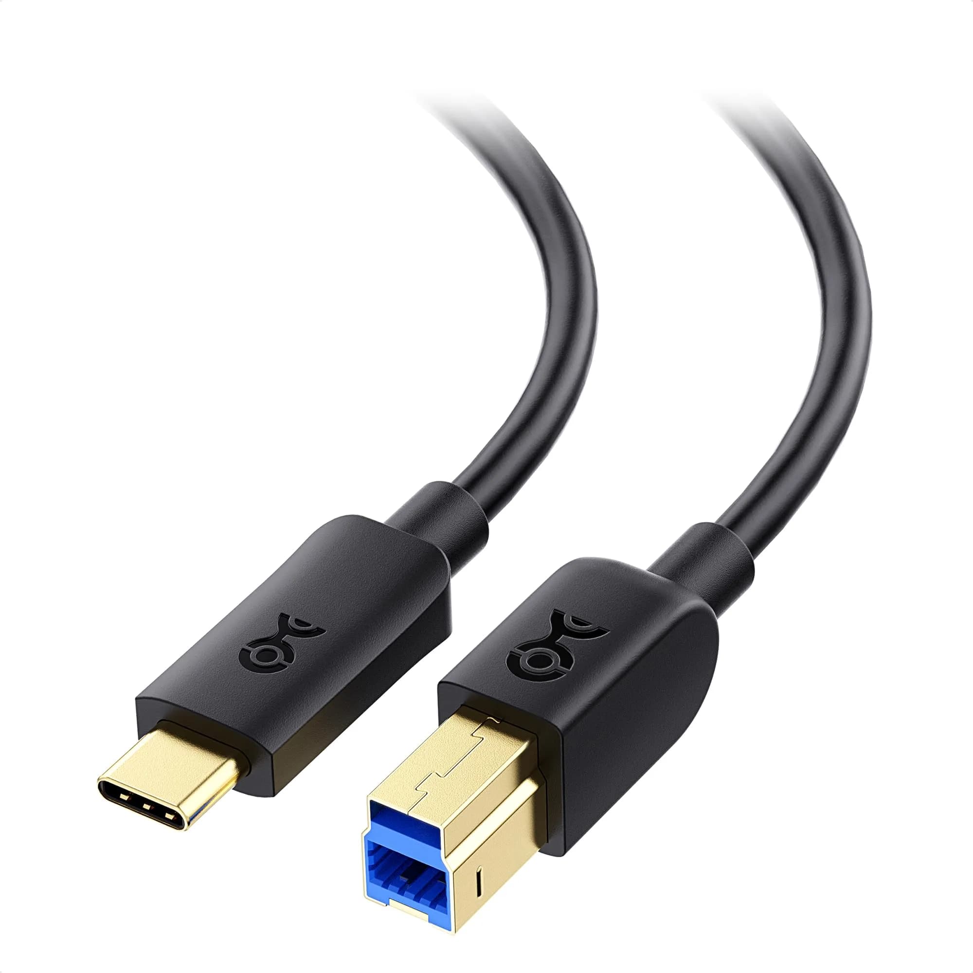 Cable Matters USB C to USB B 3.0 Cable 2m (6.6ft) Black | 5Gbps Data Transfer — Black / 3.3 ft