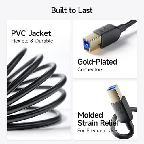 Cable Matters USB C to USB B 3.0 Cable, 3.3ft (1m) Black | 5Gbps Data Transfer thumbnail 6