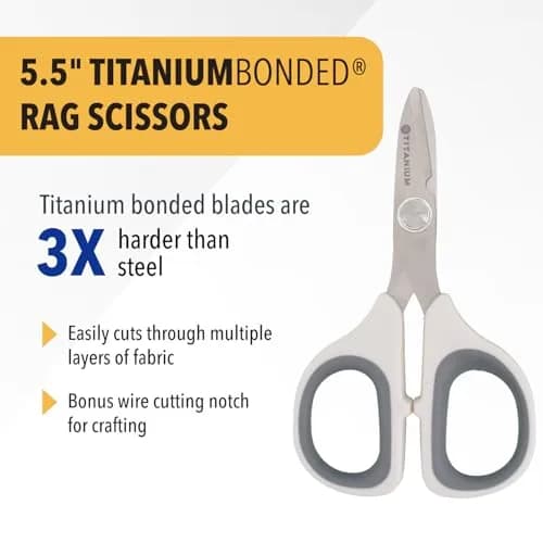 Westcott 5.5" Rag Snips, Crafting, Quilting & Sewing Scissors for Fabric Cutting with Titanium-Bonded Blades | Serrated Edge, Ambidextrous Handle thumbnail 2