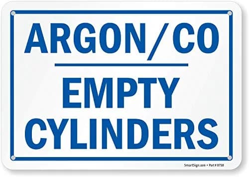 SmartSign 7 x 10 inch Argon/CO - Empty Cylinders Metal Sign | Rustproof Aluminum, 7-Year Outdoor Durability thumbnail 1