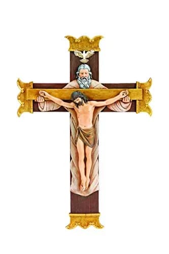 Roman Holy Trinity Crucifix 10.25" Resin Wall Art | Sacred Religious Decor thumbnail 1