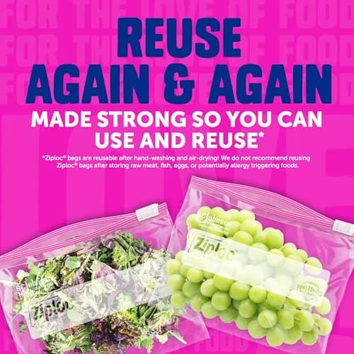 Ziploc Quart Food Storage Bags, Stand-Up Bottom, 76 Count | Reusable, BPA-Free, Slider Closure thumbnail 6