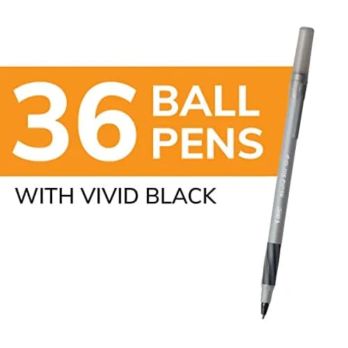 BIC Round Stic Grip Xtra Comfort Black Ballpoint Pens, 36-Count Pack | Smooth Ink Flow, Soft Grip for Extended Writing thumbnail 2