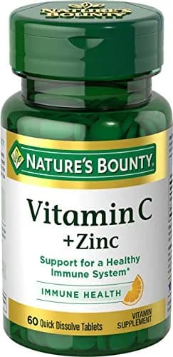 Nature's Bounty Vitamin C + Zinc Tablets 60 mg (60 Count) | Supports Immune Health with Antioxidant Zinc thumbnail 1