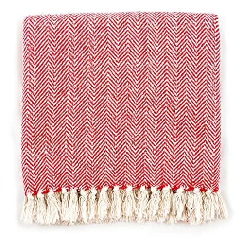 DII Chevron Throw Collection Handloomed Cotton Blanket 127cm x 152cm (50"x60") | Red Cotton Throw for Sofas and Beds thumbnail 3