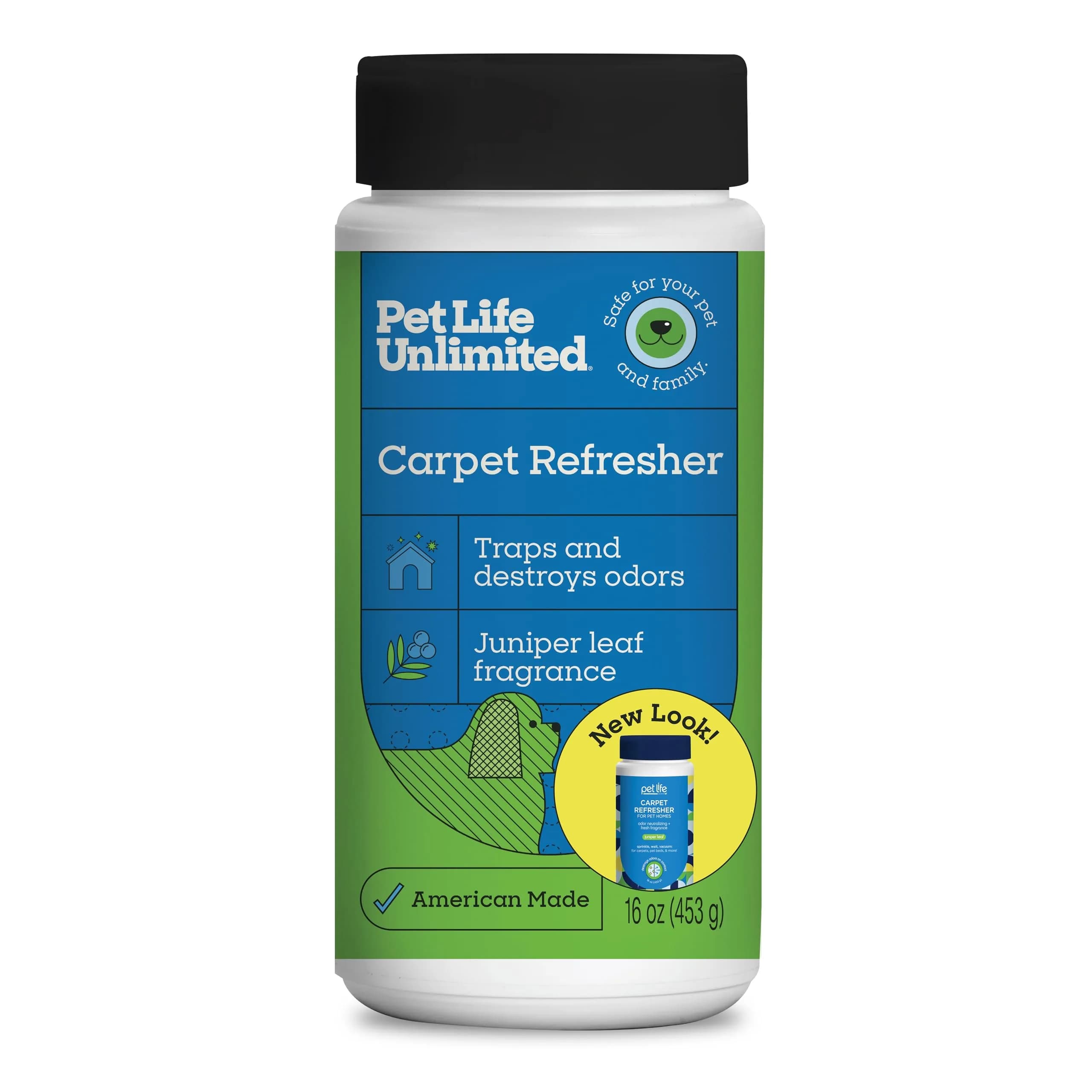 Pet Life Unlimited Carpet Deodorizer Powder 453g (16 oz) | Plant-Based Juniper Leaf Scent - main product image
