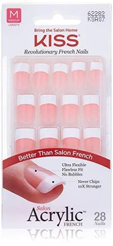 KISS Salon Acrylic French Kit Sure Thing Medium 28 Piece Assortment | Flawless Fit & 10x Stronger thumbnail 1