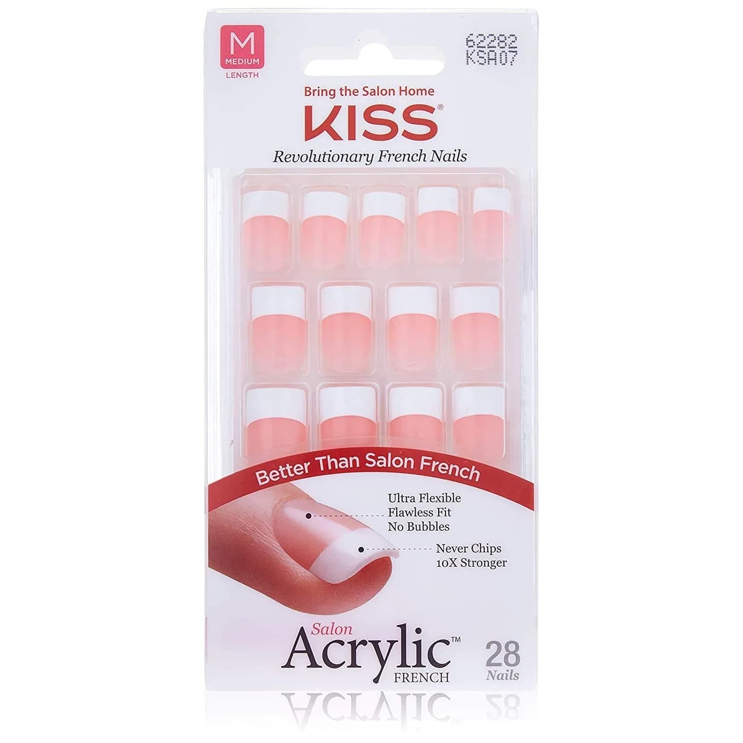 KISS Salon Acrylic French Kit Sure Thing Medium 28 Piece Assortment | Flawless Fit & 10x Stronger - main product image