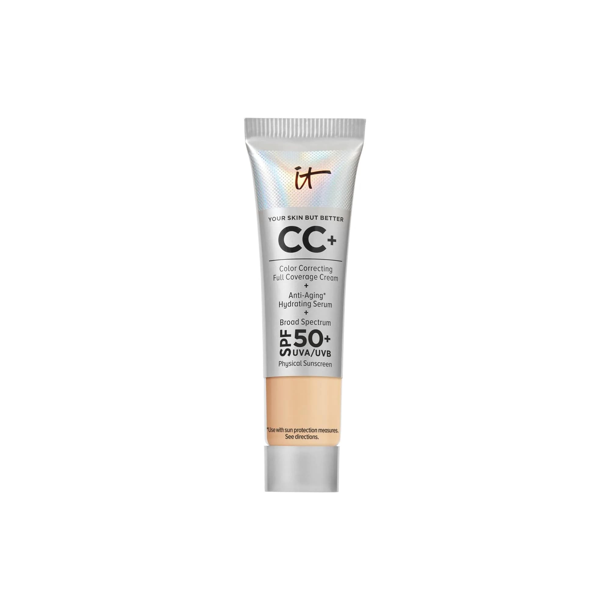 IT Cosmetics Your Skin But Better CC+ Cream SPF 50+ Medium 12ml (0.4 fl oz) | Hydrating Anti-Aging Serum & Sunscreen — 12W Medium (medium with neutral yellow undertones)