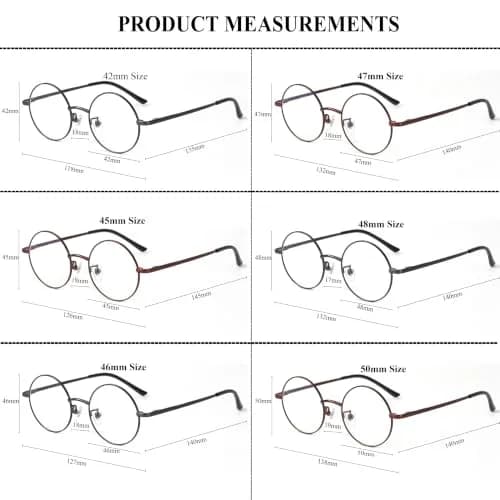 Agstum Retro Round Metal Non-Prescription Eyeglasses Frame with Clear Lens | Small to Large Sizes for Fashion & Costume thumbnail 6