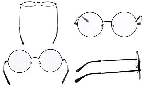 Agstum Retro Round Metal Non-Prescription Eyeglasses Frame with Clear Lens | Small to Large Sizes for Fashion & Costume thumbnail 3