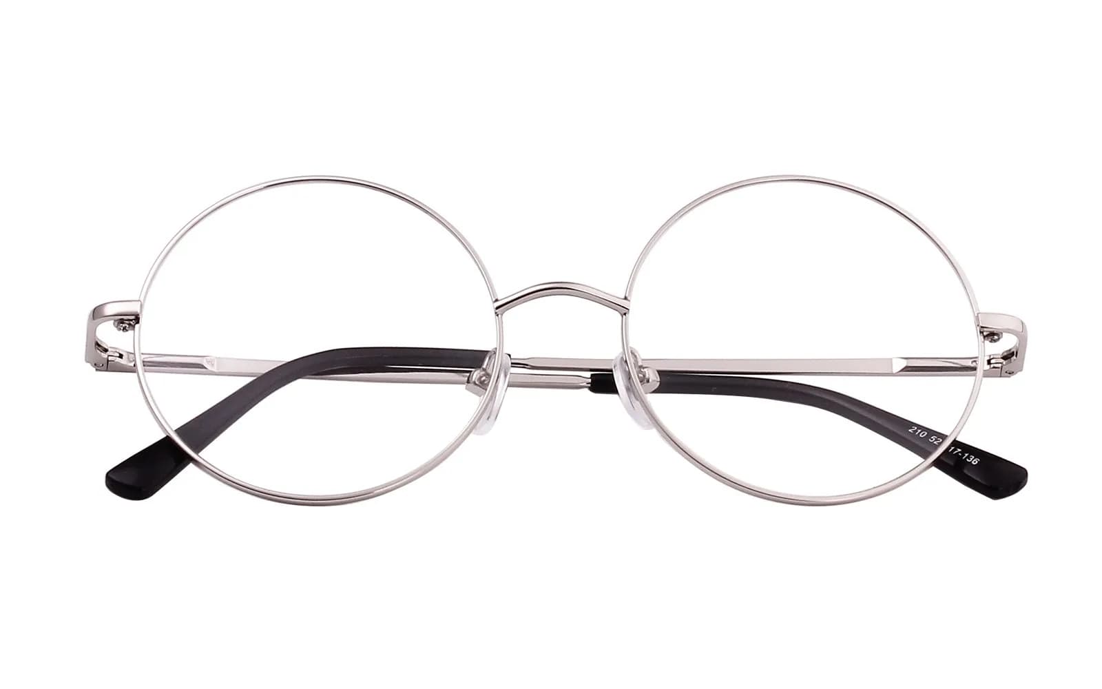Agstum Retro Round Metal Non-Prescription Eyeglasses Frame with Clear Lens | Small to Large Sizes for Fashion & Costume — Silver