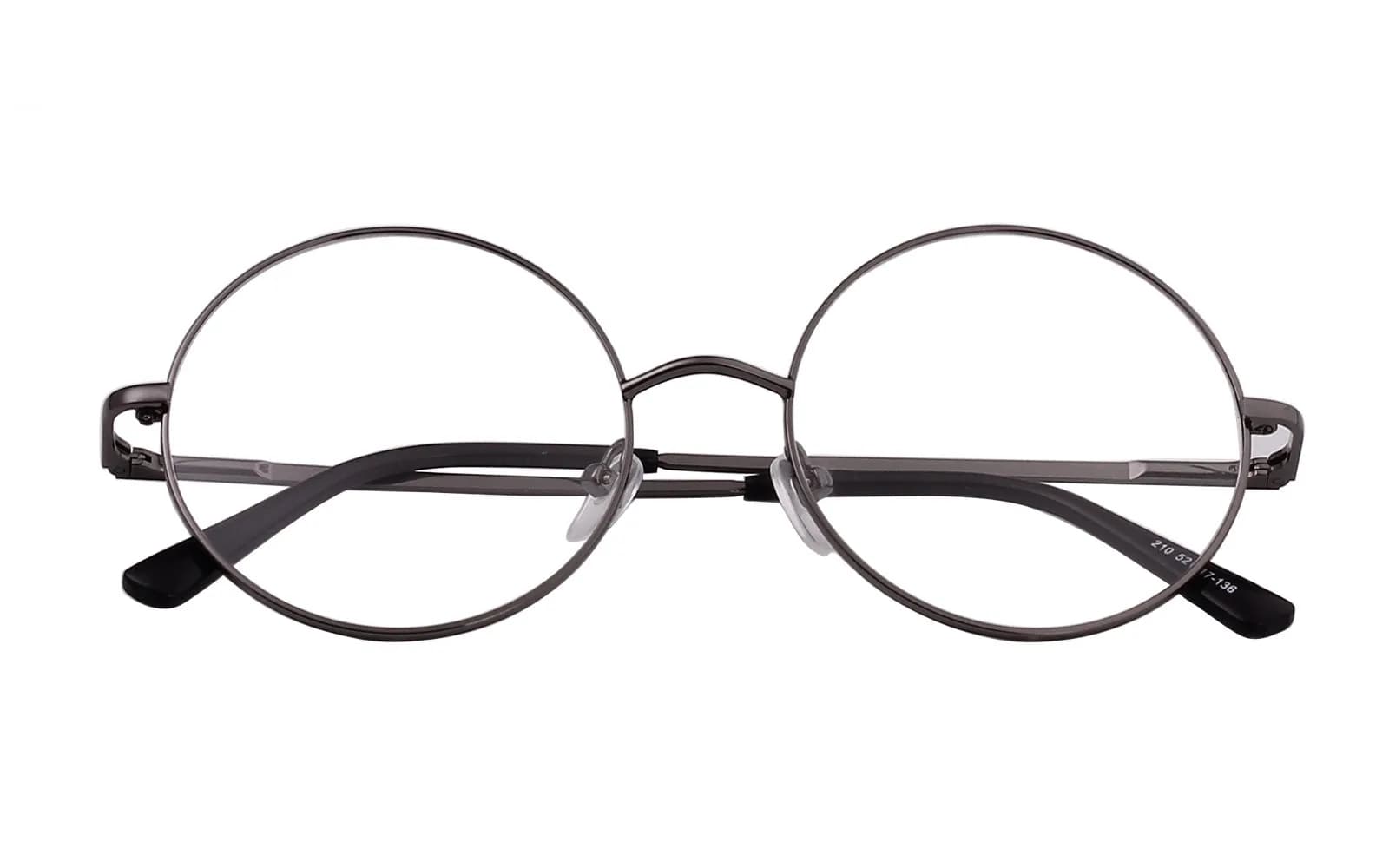 Agstum Retro Round Metal Non-Prescription Eyeglasses Frame with Clear Lens | Small to Large Sizes for Fashion & Costume — Grey