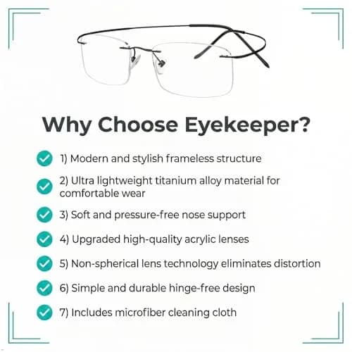Eyekepper 0.0x Reading Eyeglasses for Men, Oversized Glasses Women, Black | Ultra-Clear Magnified Lenses for Daily Use thumbnail 4