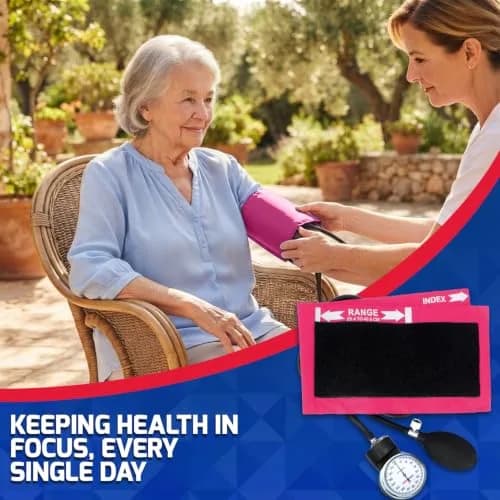 Dixie EMS Deluxe Aneroid Sphygmomanometer Blood Pressure Set with Adult Cuff, Carrying Case & Calibration Tool - Pink | Accurate Manual BP Monitor thumbnail 4