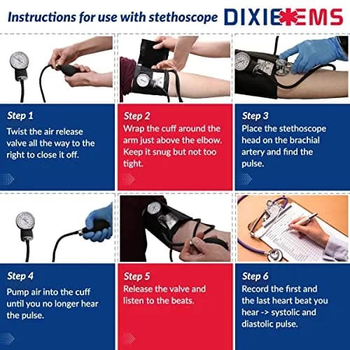 Dixie EMS Deluxe Aneroid Sphygmomanometer Blood Pressure Set with Adult Cuff, Carrying Case & Calibration Tool - Pink | Accurate Manual BP Monitor thumbnail 6