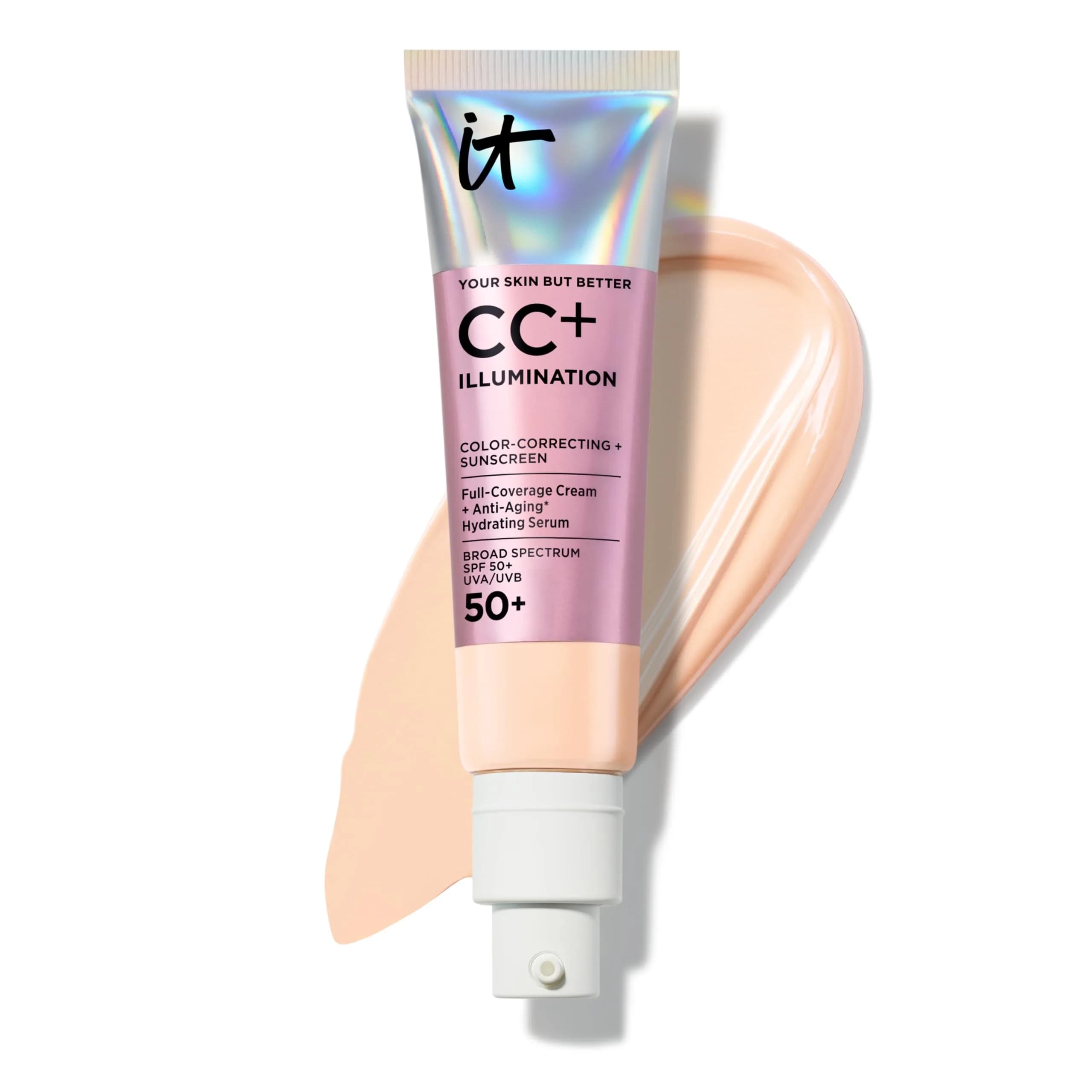 IT Cosmetics CC+ Cream Illumination SPF 50+ 32ml (1.08 fl oz) | Full Coverage Hydrating Serum with Light-Reflecting Pigments