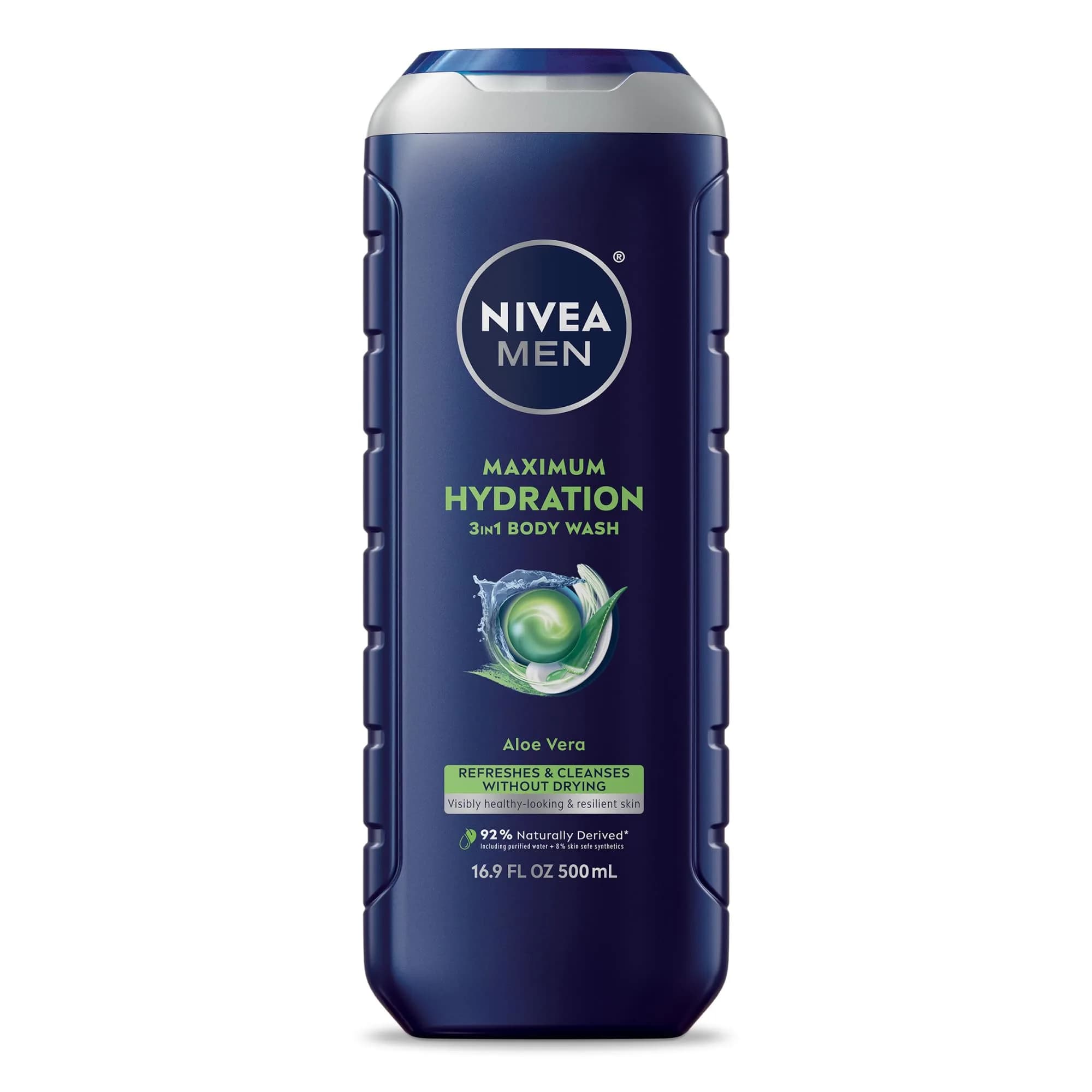 NIVEA MEN Maximum Hydration Body Wash for Dry Skin 16.9 Fl Oz | Aloe Vera Enriched, 3-in-1 Moisturizing Formula - main product image
