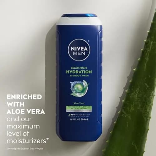 NIVEA MEN Maximum Hydration Body Wash for Dry Skin 16.9 Fl Oz | Aloe Vera Enriched, 3-in-1 Moisturizing Formula thumbnail 4