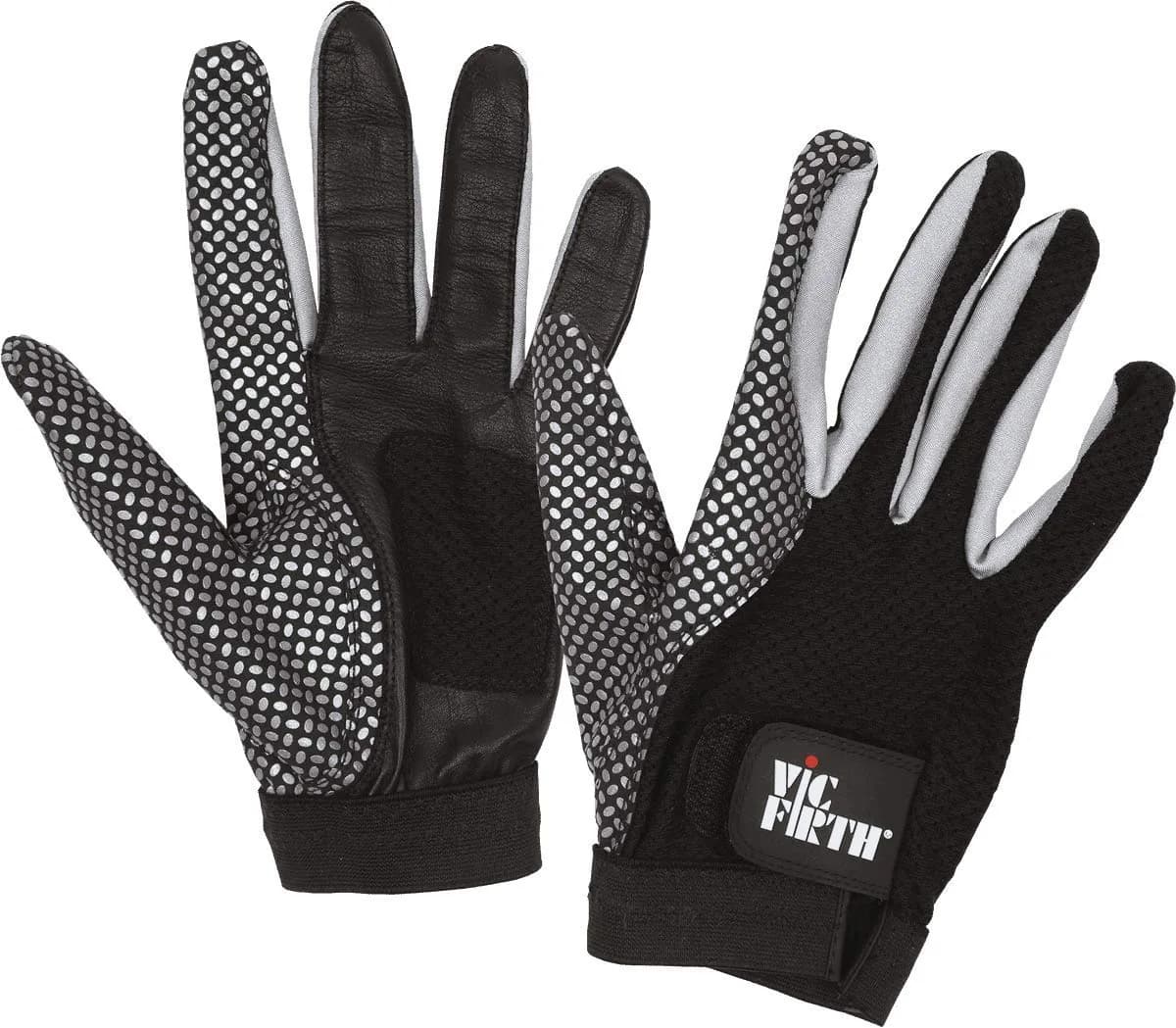 Vic Firth Drumming Glove - Medium | Black/Silver Ambidextrous Cabretta Leather & Mesh