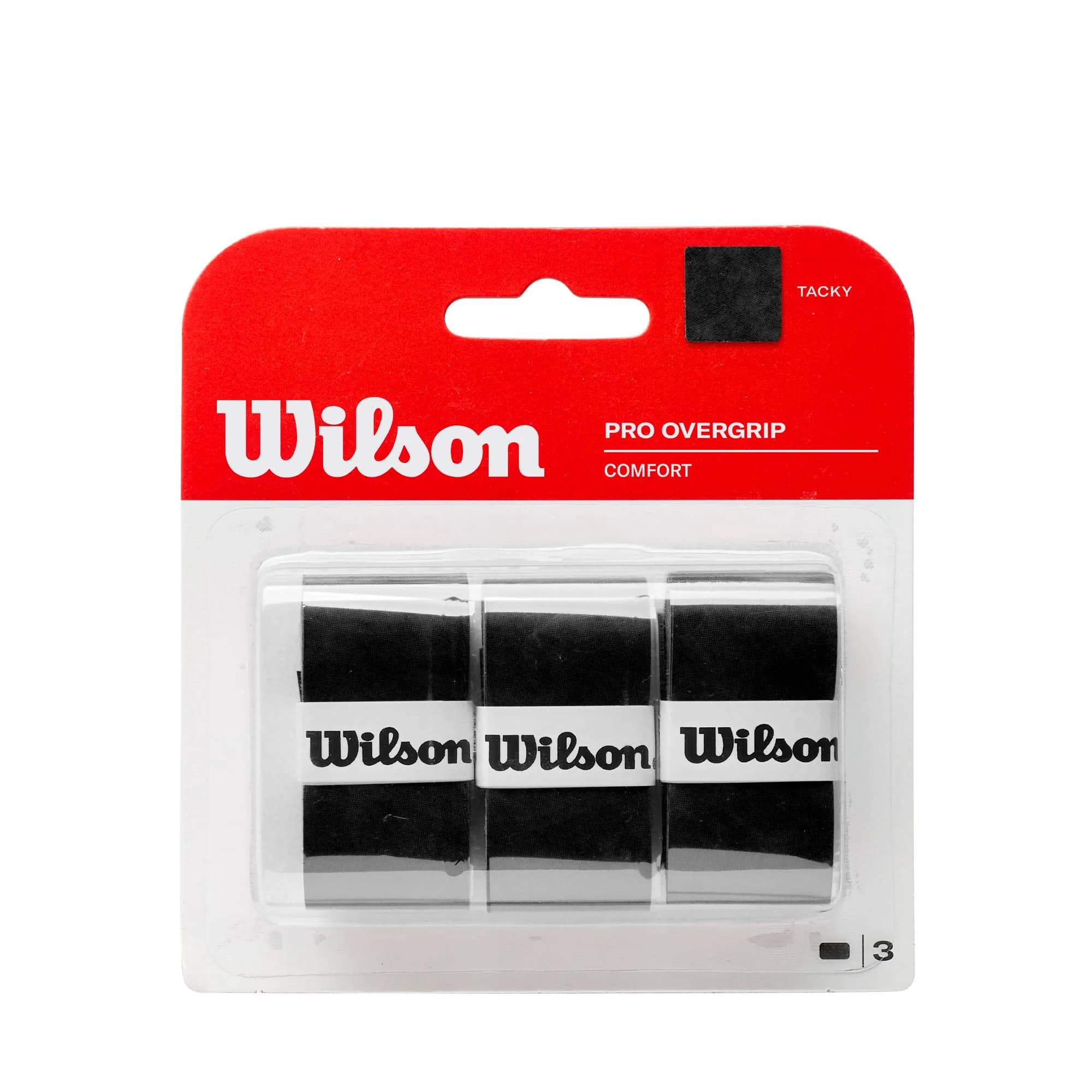 Wilson Pro Tennis Overgrip 3 Pack Black | Thin Stretchy Felt for Pro Feel - main product image