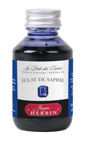 Jacques Herbin Fountain Pen Ink, Eclat De Saphir (Sapphire Blue), 100ml (3.4 fl oz) | Smooth Flow, Fast Drying thumbnail 1