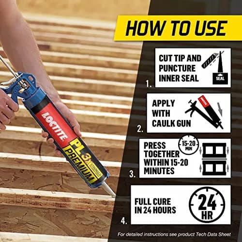 Loctite PL Premium Polyurethane Construction Adhesive 10 fl oz (295 ml) Cartridge, 12 Pack | 3x Stronger Than Ordinary Adhesives thumbnail 2