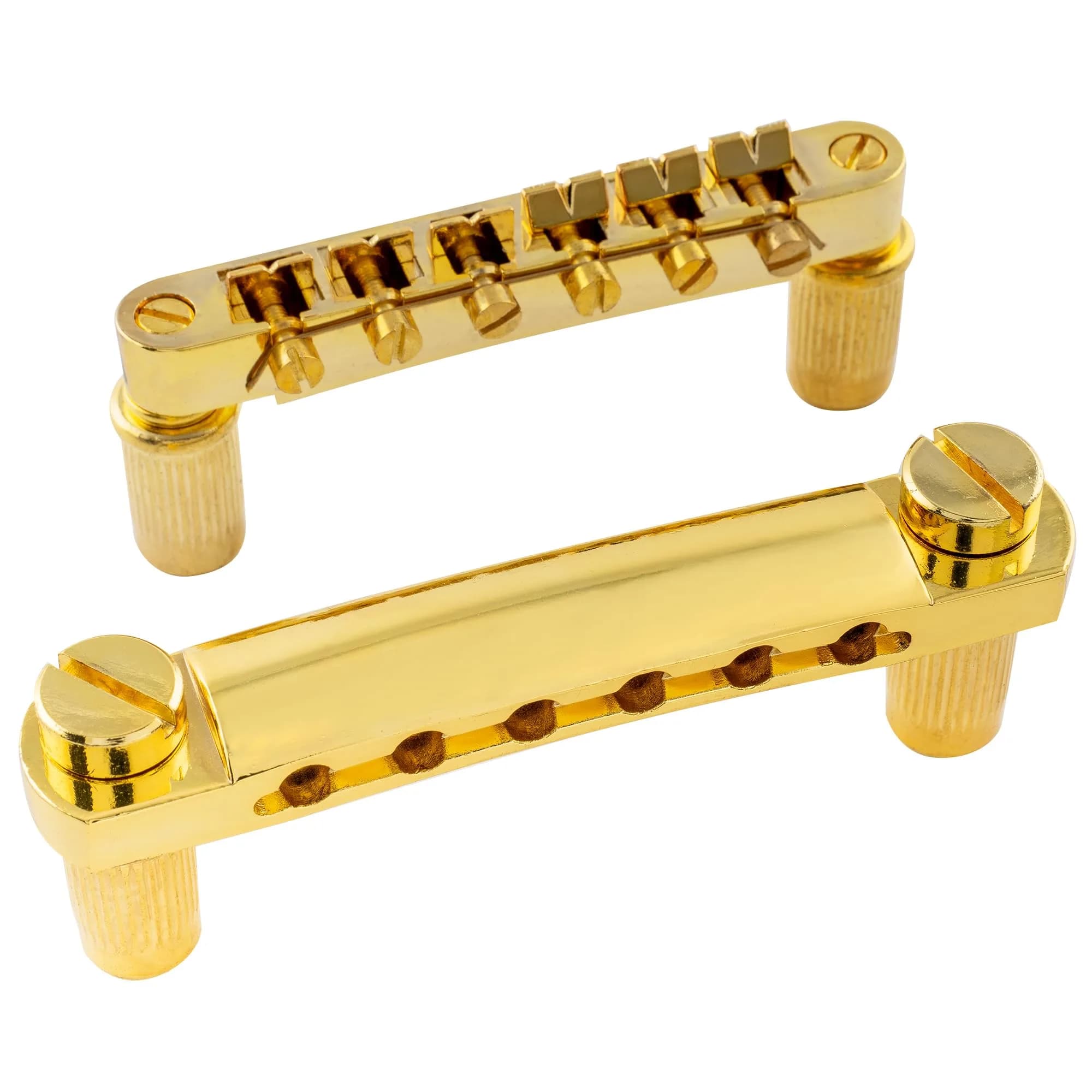 Musiclily Tune-o-matic Bridge and Tailpiece Set for Epiphone Les Paul/SG Style Electric Guitars, Black | 52mm Bridge Spacing, 52.5mm Tailpiece Spacing — Gold