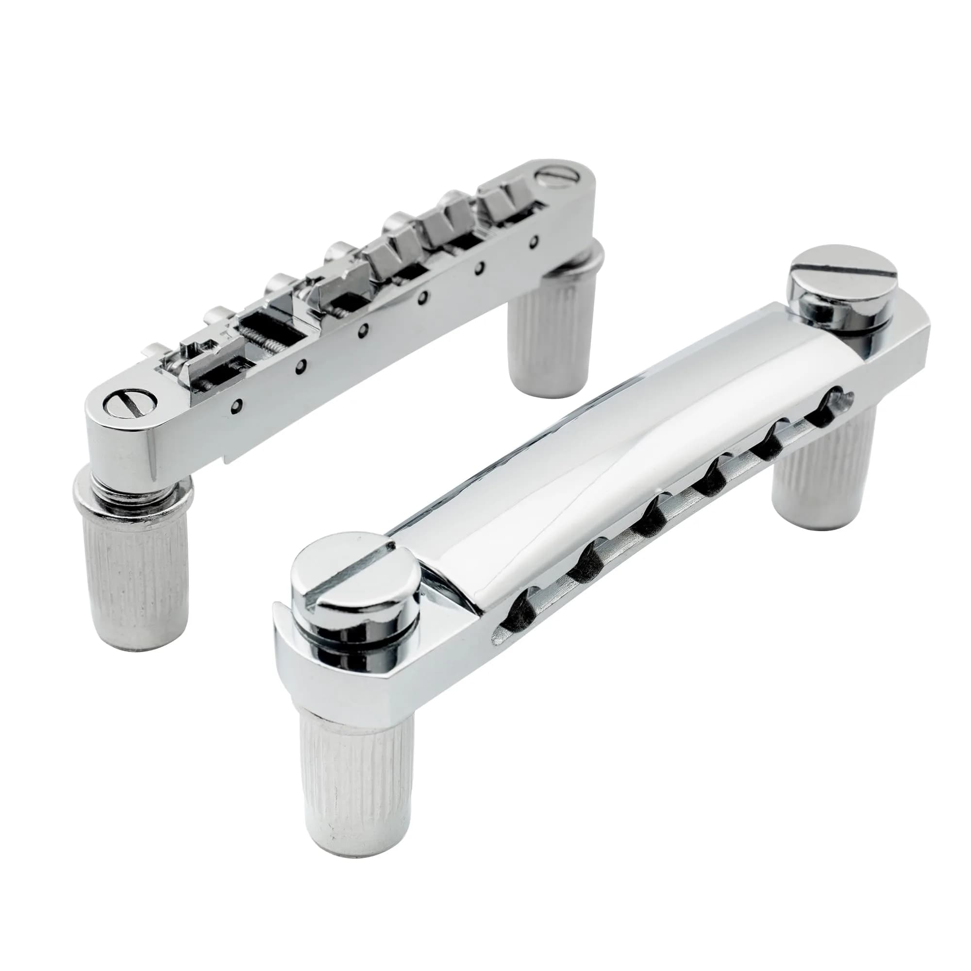 Musiclily Tune-o-matic Bridge and Tailpiece Set for Epiphone Les Paul/SG Style Electric Guitars, Black | 52mm Bridge Spacing, 52.5mm Tailpiece Spacing — Chrome