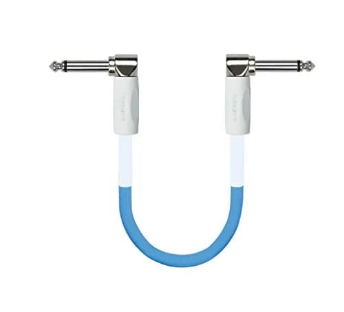 KIRLIN Blueline 6 Inch Guitar Patch Cable with Right Angle Ends | Blue PVC Jacket thumbnail 1