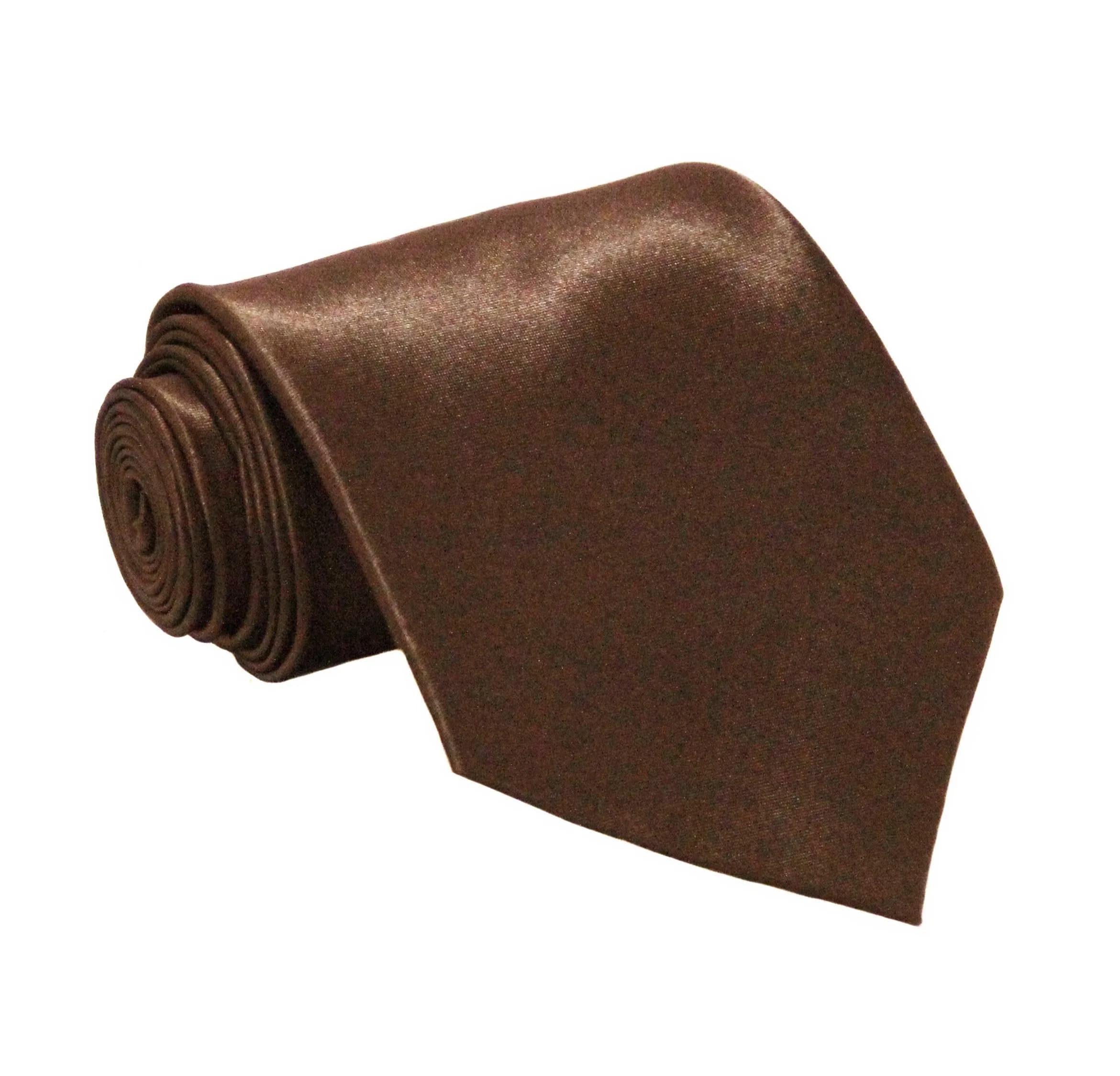 Soophen Solid Satin Necktie Brown | 9.5cm (3.75 Inches) Width