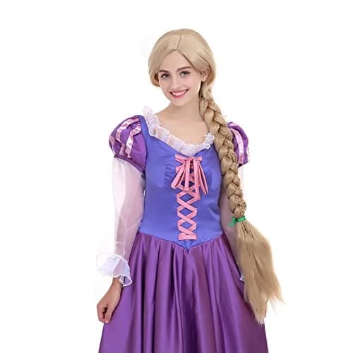 Angelaicos 47 Inch Blonde Braided Costume Wig with 10 Flowers | Cosplay & Costume Party Ready thumbnail 5