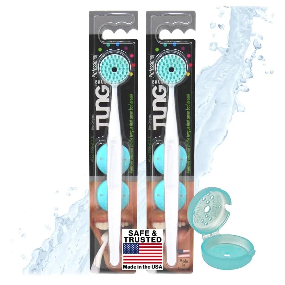 Peak Essentials The Original TUNG Brush Tongue Cleaner 4-Pack | Dentist-Designed for Bad Breath Defense