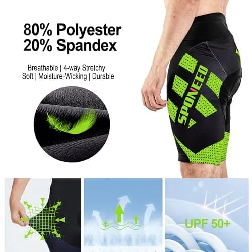 sponeed Men Road Bike Shorts XL Green | Padded Cycling Tights for Men, Summer, Quick Dry thumbnail 6