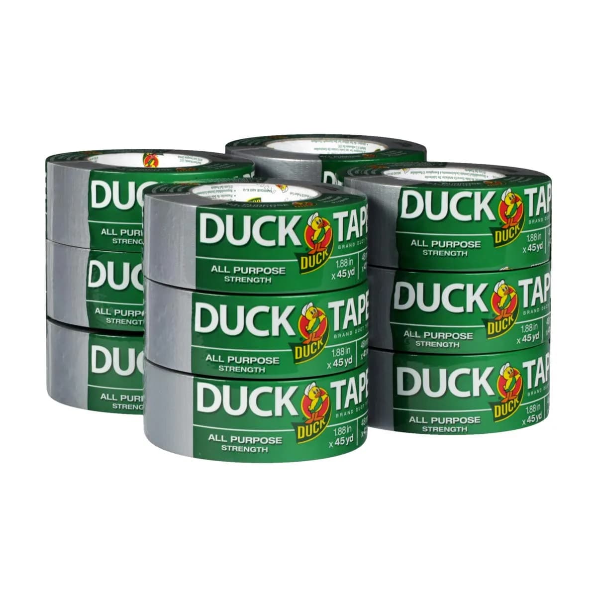 Duck Brand Original Duct Tape Silver 45 Yard Roll | Heavy Duty Waterproof Tape — 12 Rolls