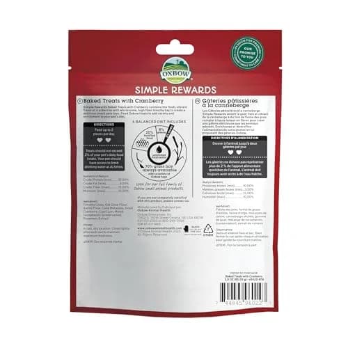Oxbow Simple Rewards Guinea Pig & Rabbit Treats, Cranberry, Baked, 3 oz | All-Natural Small Animal Snack thumbnail 2