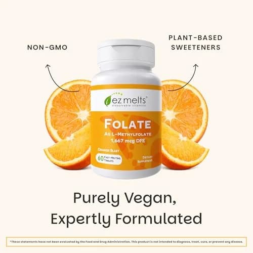 EZ Melts Dissolvable Folate 1,667 mcg DFE | Orange Blast Vitamin for Heart & Nervous System thumbnail 6