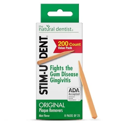 The Natural Dentist Stim-U-Dent Mint Dental Picks, Wooden Toothpicks for Food & Plaque Removal, Refreshing Mint Flavor, Travel-Friendly, 8 Packs of 25 (200 Picks) | Natural Oral Care thumbnail 1
