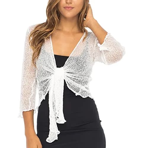 Back From Bali Sheer Shrug Cardigan Mesh Knit White | Versatile, Lightweight & Travel-Friendly (70-120 chars) thumbnail 1
