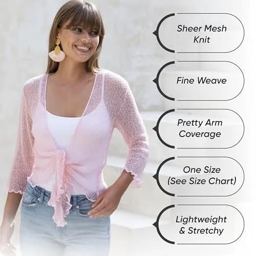 Back From Bali Sheer Shrug Cardigan Mesh Knit White | Versatile, Lightweight & Travel-Friendly (70-120 chars) thumbnail 8