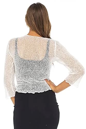 Back From Bali Sheer Shrug Cardigan Mesh Knit White | Versatile, Lightweight & Travel-Friendly (70-120 chars) thumbnail 2